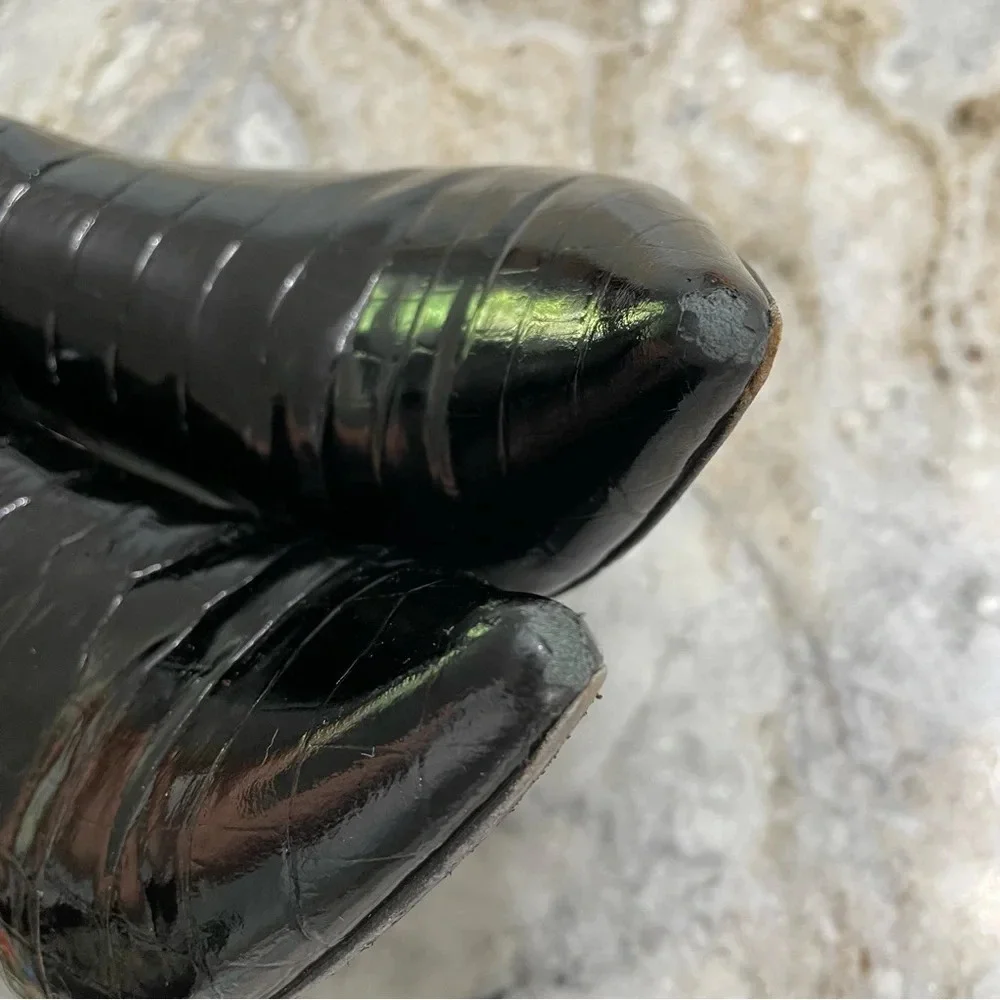 Anine Bing Stevie Black Croc Leather Booties size 39